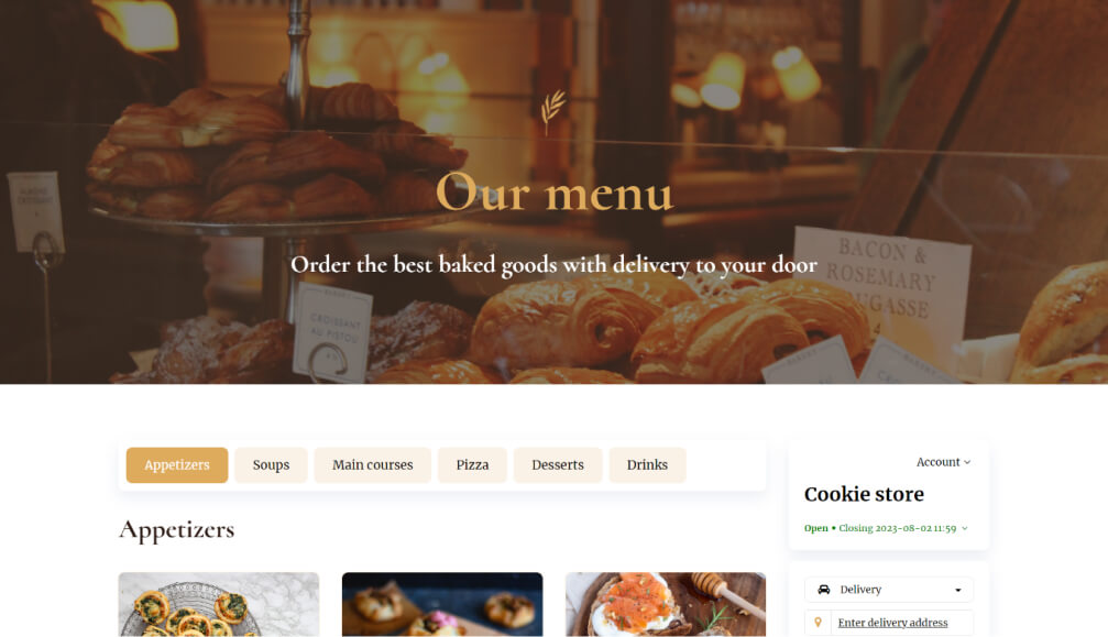 Cafe website template